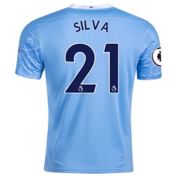 Manchester City Home Kit Soccer Jersey DAVID SILVA #21 2020/21